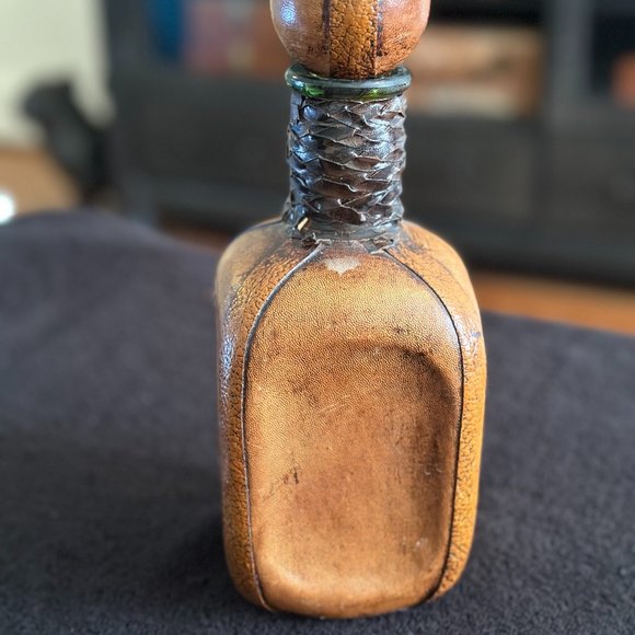 Vintage Italian Leather Wrapped Cognac Bottle - Picture 8 of 16
